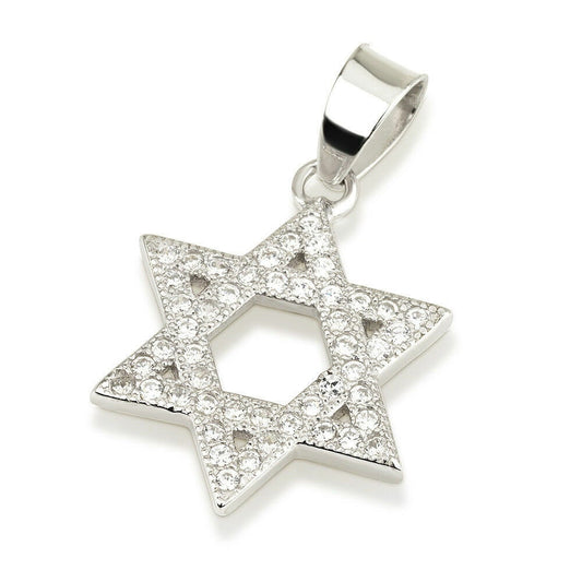 Silver 925 With Zircons Jewish Star Of David Megen David Judaica Necklace Jerusalem Hand Made Judaica Gift From Israel