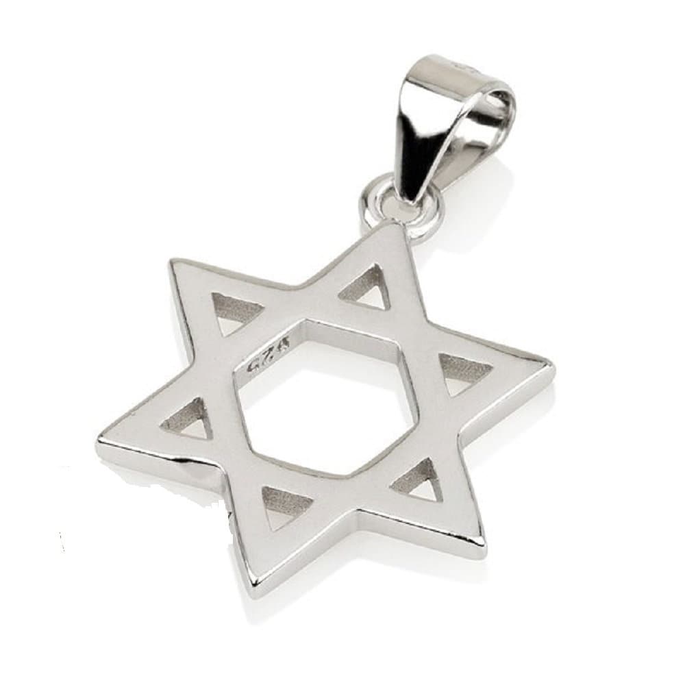 Silver 925 Large Jewish Star Of David Pendant Bar Mitzvah Gift Necklace From Israel