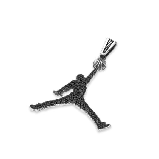 Silver 925 & Swarovski Stones Rare AIR JORDAN DUNK Large Pendant And Chain