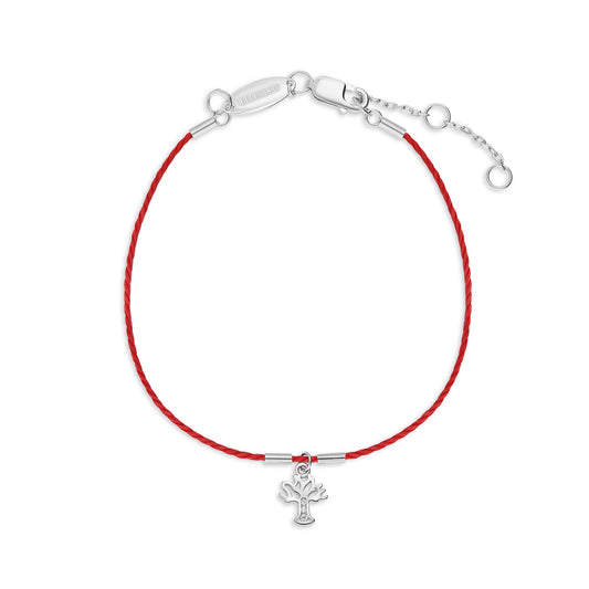 Genuine Leather Thin Thread Bracelet TREE OF LIFE Silver 925 Falling Pendant & Swarovski Stones, Judaica Evil Eye Red String Bracelet Charm